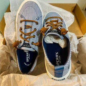 Sperry Blue Gingham Canvas Shoes